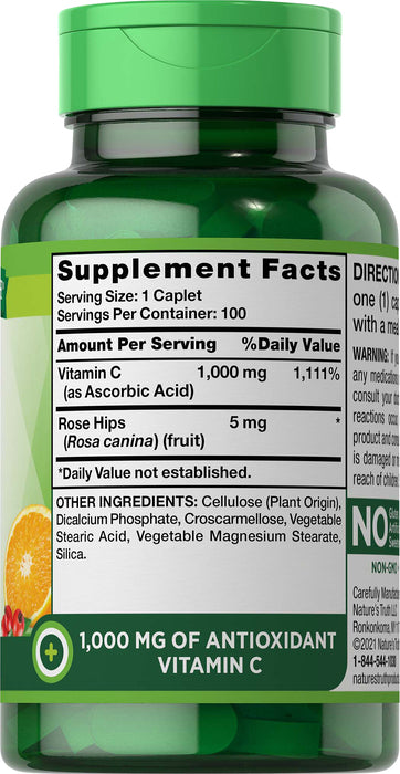 COMPRIMIDOS DE VITAMINA C + ROSA MOSQUETA 1000 MG 100 NT