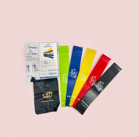 Bandas elásticas de resistencia para ejercicios con guía de instrucciones y bolsa de transporte, juego de 5