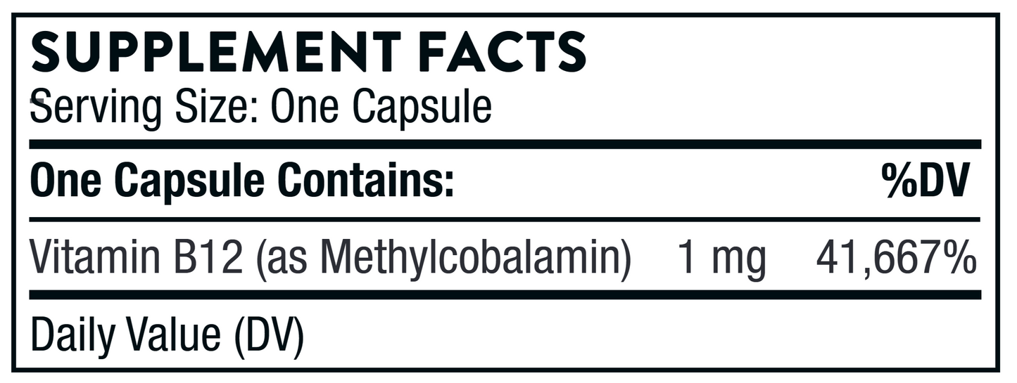 Vitamina B12 como Metilcobalamina 60 cápsulas