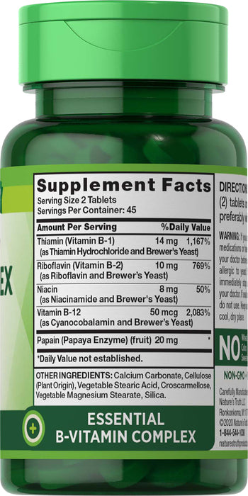 COMPLEJO DE VITAMINA B + B12 TABLETA 90 NT