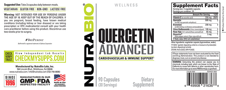 Quercetin Advanced 90 Vegetable Capsules