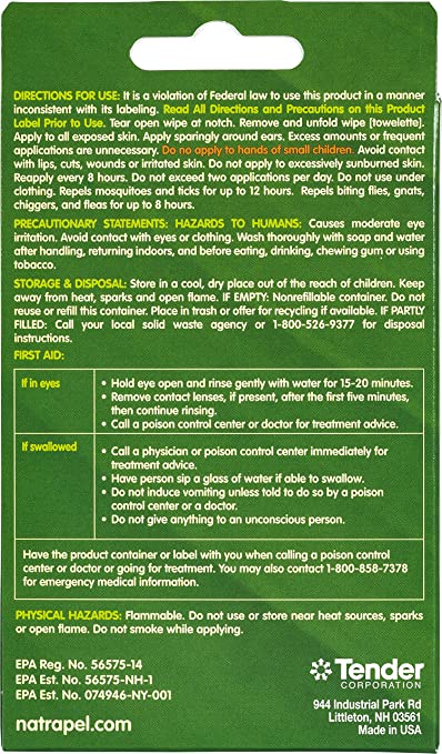 Natrapel Picaridin Insect Repellent Wipes