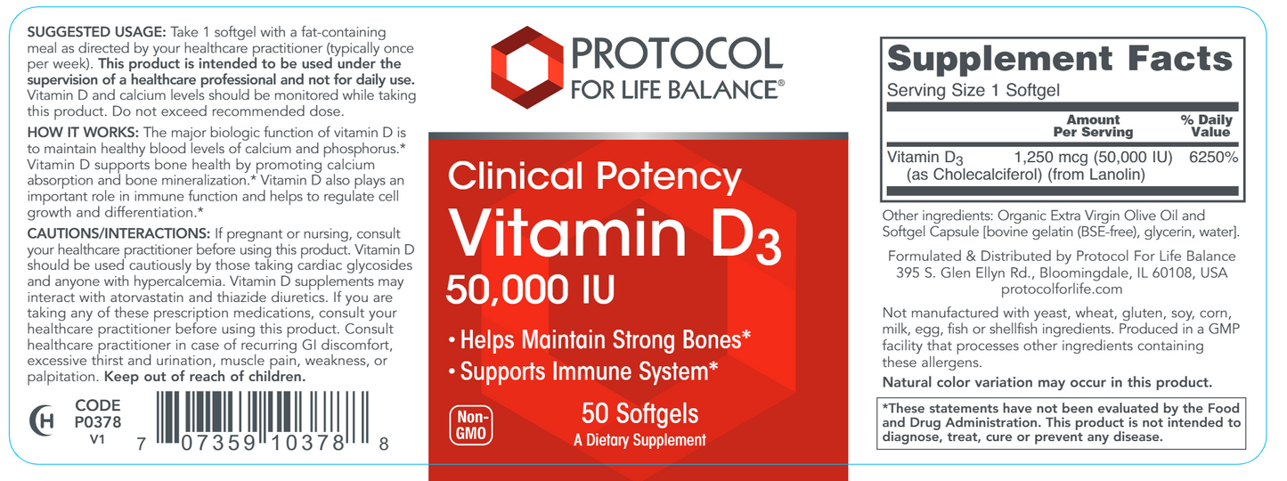 Vitamin D3 50,000 IU 50 softgels