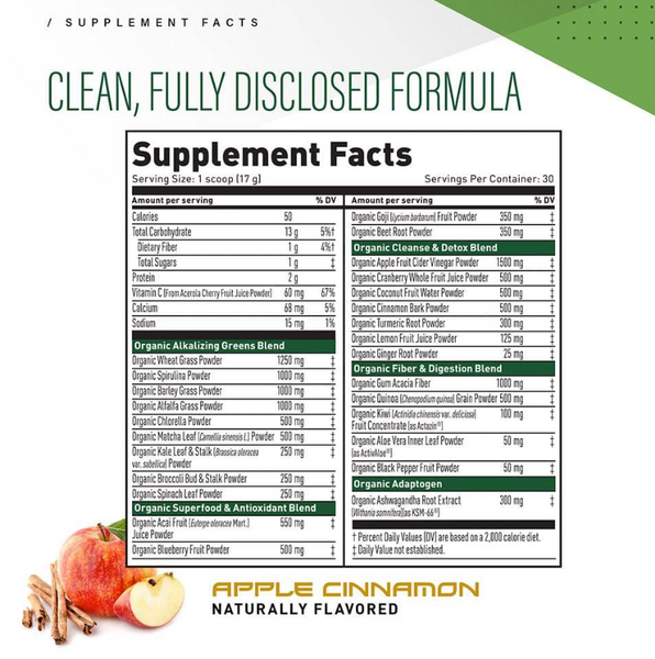 Outlive 100 Premium Organic Superfoods and Greens - Apple Cinnamon